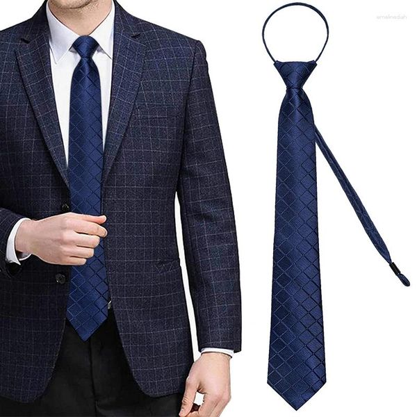 Arco amarra o vestido de negócios masculino com zíper de pescoço gravata noivo de casamento azul xadrez preto Paisley sólido preguiçoso com lençóis acessórios de baile