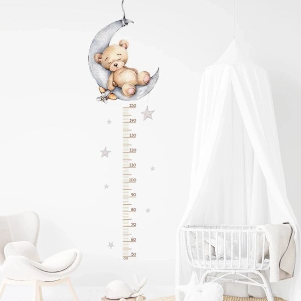 Aufkleber niedliche Bärenhöhe Messen Sie Wandaufkleber für Kinderzimmer Kinder Jungen Mädchen Baby Room Dekoration Wachstumskarte Tapete Wallpaper