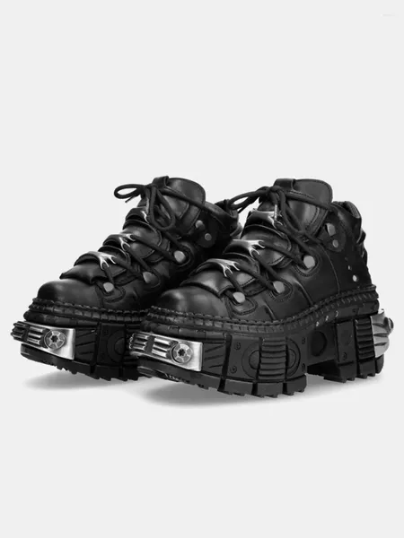 Freizeitschuhe Retro handgefertigtes maßgeschneidertes Produkt Punk Y2G Rockstil Big Head Leder Männer und Frauen gleiche Plattform dicker Boden