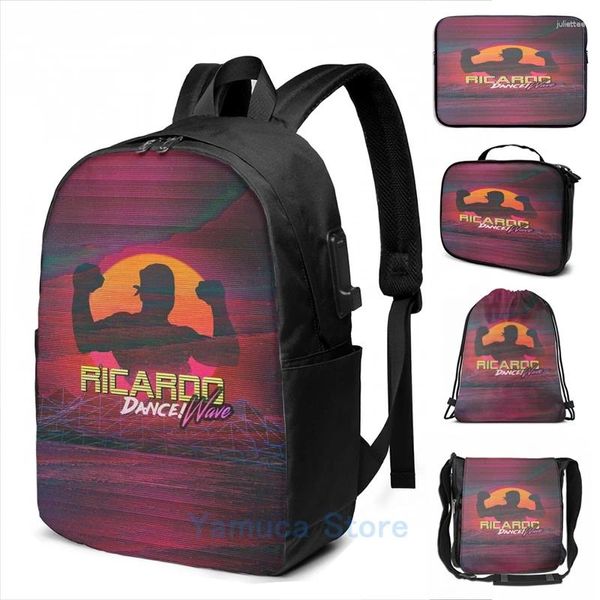 Rucksack lustiger Grafikdruck Ricardo Dance!USB -Ladung Männer Schultaschen Frauen Bag Reise -Laptop