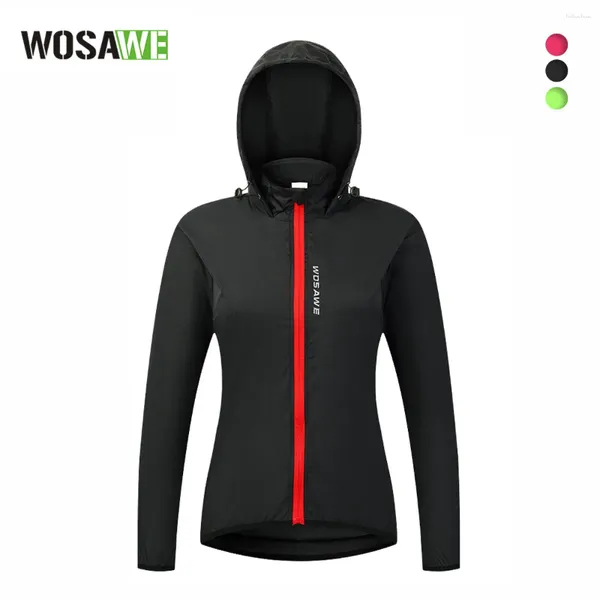 Jackets de corrida Wosawe Cicling Windbreaker Jerseys esportes ao ar livre Setor de seca rápida com capuz de maiús