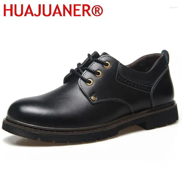 Sapatos casuais de couro genuíno calçados calçados de alta qualidade, marca de moda de moda masculina botas pretas marrom