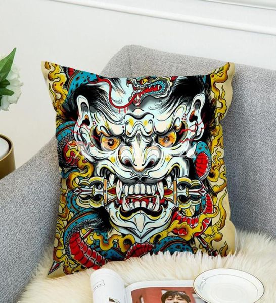 Travesseiro de travesseiro samurai tatuagem arte 3d capa de impressão sofá -cama decoração de casa almofada de quarto para carro para carro Couch14302886
