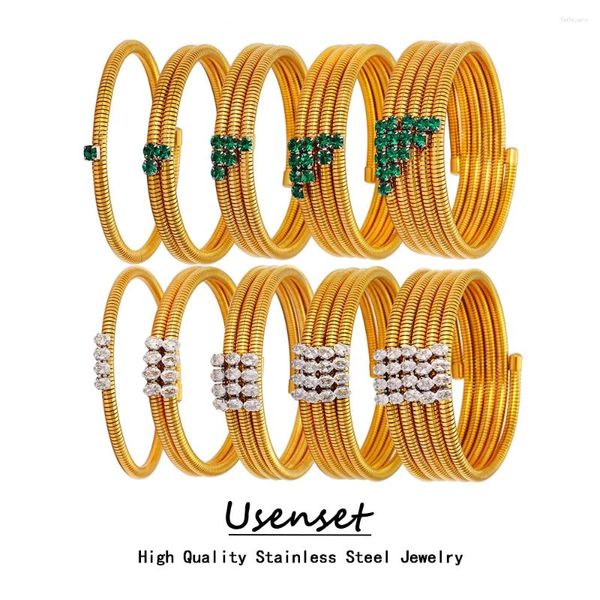 Bracciale utente in acciaio inossidabile in acciaio inossidabile impilabile avvolgimento multistrato bracciale metallo metallo elastico elastico gioielli intarsiati CZ intarsia