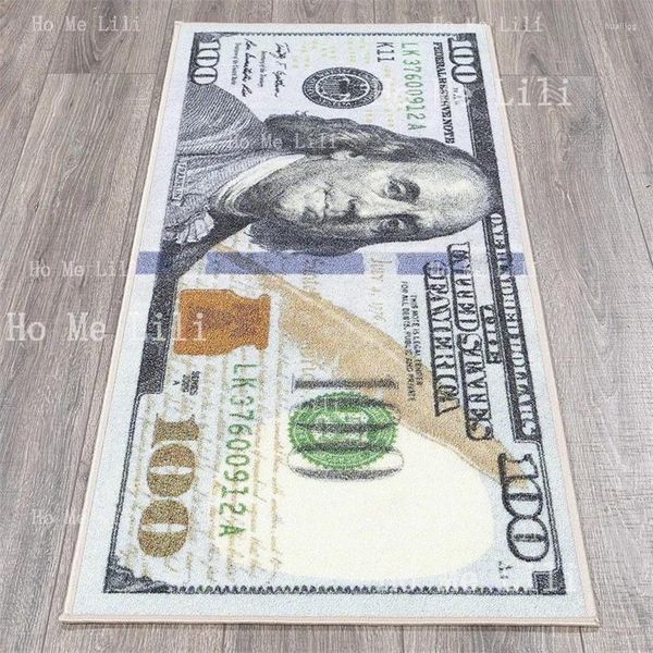 Tappeti cento dollari di bollette in flanella tappeti da cucina nota contanti wealth bank non slip divertente design decorazione moquette