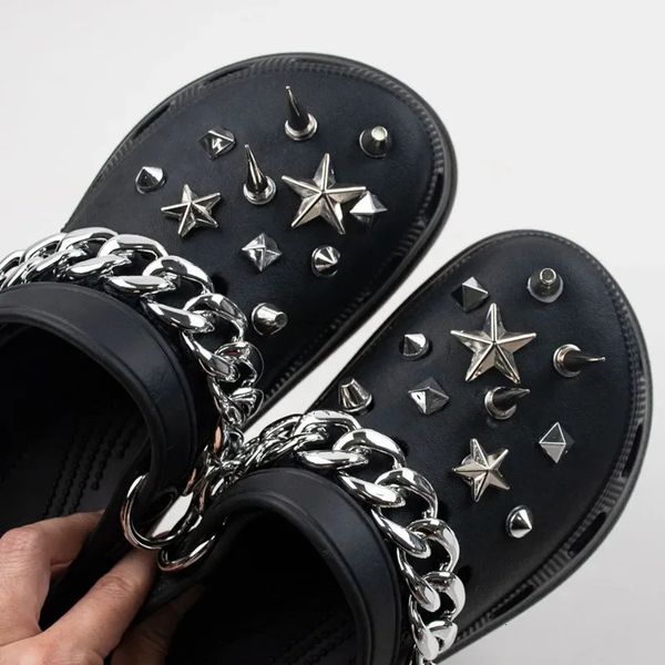 Yüksek kaliteli moda metal perçin deliği ayakkabı takılar tasarımcı vintage clogs ayakkabı aksesuarları trend all-fatch takılar diy punk stili 240506