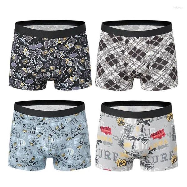 Underpants 4 Pack Herren Boyshort bequeme hübsche junge Unterwäsche losen Shorts mittleren und alten Plus-Size-Shorts.