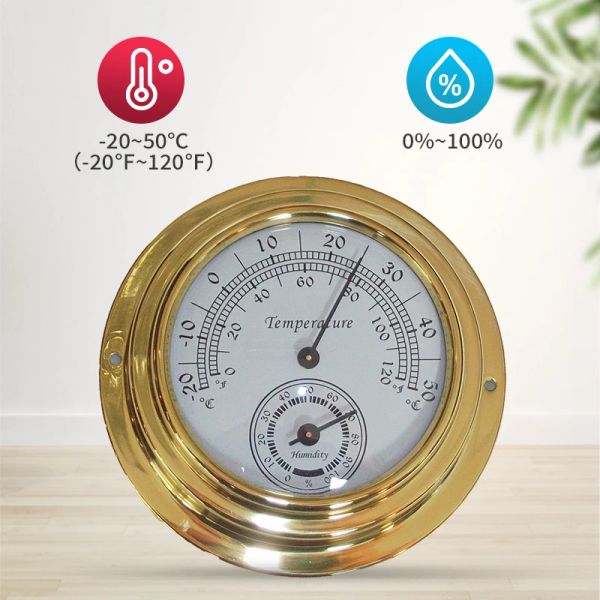 Messgeräte 1PC Klassische und elegante Messingfarbe Twoinon Thermometer Hygrometer Luftfeuchtigkeitsthermometer -Monitor ohne Batterien