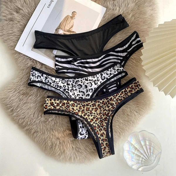 Mutandine femminile Stampa leopardo stampa sexy Lingerie da donna a bassa vita in pizzo bassa in pizzo bianche