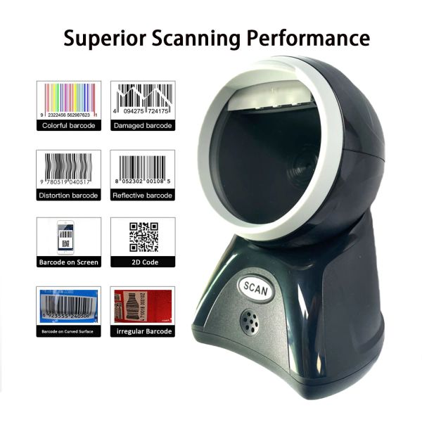 Scanner Barcode Scanner Desktop -Plattform Omnidirectional USB Kabel -Handfree 2D -Balken -Code -Leser POS -Flachbett automatische Erfassungsscanning