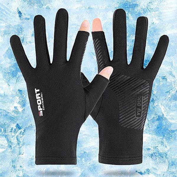 Radsporthandschuhe 1 Paar Motorrad atmungsaktivem Eisseide Nicht-Rutsch Anti-UV-Outdoor-Sportfahrer Schutzhand