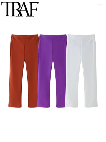 Calça feminina elegante escritório de escritório mano feminino calça casual 2024 zíper de verão de altura fêmea tornozelo calça y2k ol white