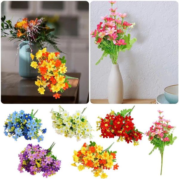 Flores decorativas Floricultura ao ar livre 28 Head Jump Orchid Daisy 7 Fork Flower Silk Zinnia