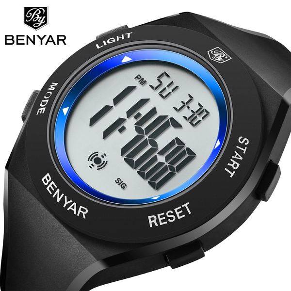 Benyar Men Sports Sports Digital Waterproof Watch Men's Boy Led Digital Stopwatch Data Sport Wrist Watch Relogio Masculino Digital Gift 304i