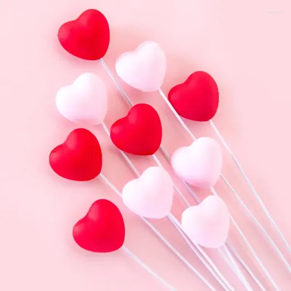Partyversorgungen 10pcs Red Pink Heart Cupcake Topper lieben Valentinstag Kuchen Picks Valentinstag Thema Hochzeit Engagement Dekorationen