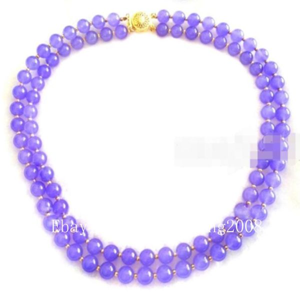 Fashion 2rows 10 мм натуральные лаванды Jade Gemstone Count Beads Ожерелье 18 quot19 quot5454777