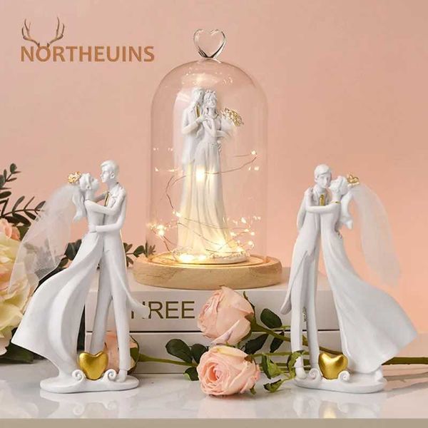 Objetos decorativos Figuras Northeuins Resina Europeia Casamento Noivo Decoração do Dia dos Namorados Presente Estátuas de Casal de Casas de Desktop Artesanato Coleções de Artesanato T24