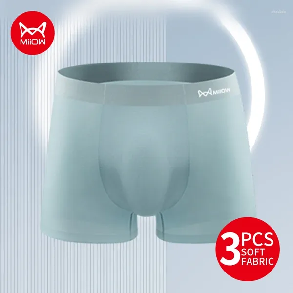 Underpants Miiow 3pcs Ultra-tintura di uomini traspiranti biancheria intima seta di ghiaccio pugili antibatterici Big Boxer Shorts maschio maschio