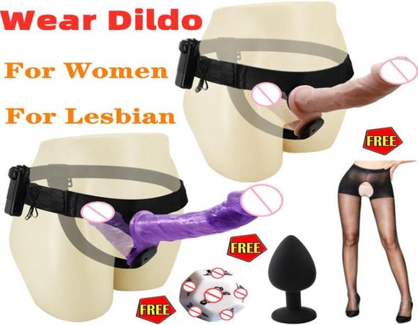 Strapon MultiSpeed ​​Big Double Dildo Vagina Vibratori per il pene strapon lesbico con cintura con cablaggio Donne masturbazione giocattolo per adulti 21075260988