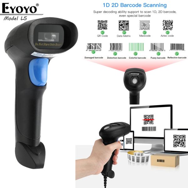 Scanner Eyoyo Wired QR 2D Barcode Scanner Handheld USB Kabel -Balken -Codes Reader CCD -Daten Matrix -Barcode Bild Automatischer Scanner Barcod