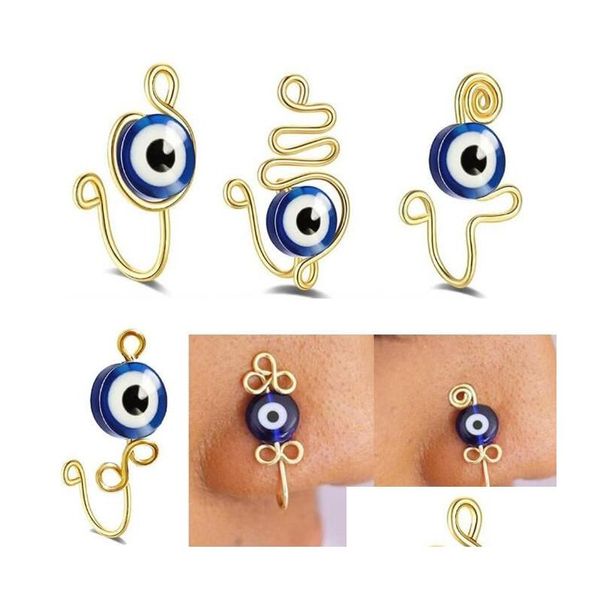 Nasenringe Hengte böse Augen nicht piercing gefälschte Piercings Clips für Frauen Männer türkische Augen Schutz Glück Gold plattiert Manschetten Sommerkörper DHRDP