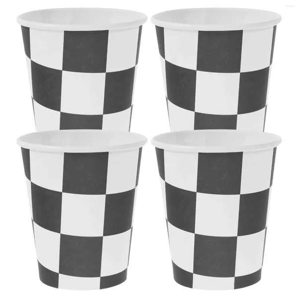 Tassen 20pcs Racing Party Disposable Cups Paper Checked Getry Cup