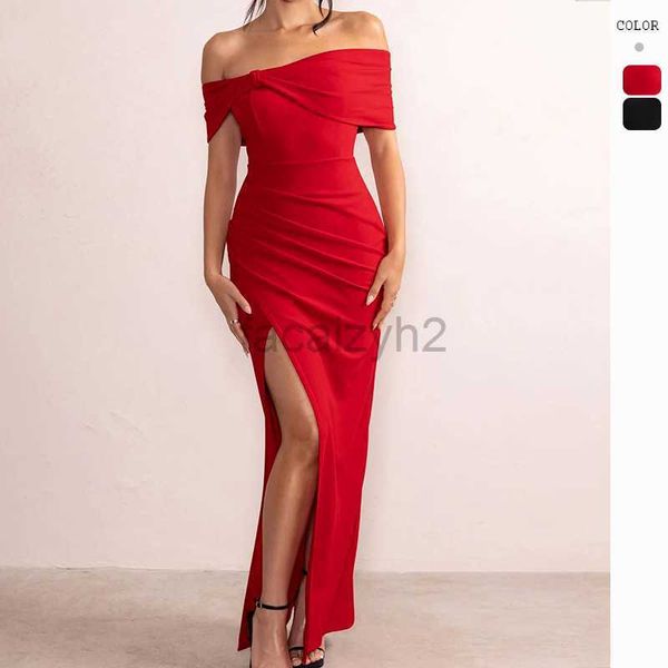 Designer -Kleid Frühlings-/Sommer -Mode -Frauen -Nacken -Hals -Spicy Girl Kurzarm Bow Split Dress Long Kleid Plus Size Kleider