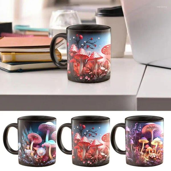 Canecas 350 ml de caneca de caneca de cogumelo viagens de cerâmica com design de pintura a planos 3D Novelty para chá de leite com chocolate