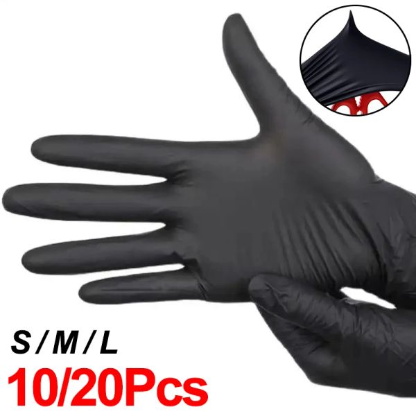 Guanti 20pcs nitrile guanti usa e getta impermeabili in lattice nero libero cucina cucina cucina guanti laboratorio di pulizia di auto riparazione guanti