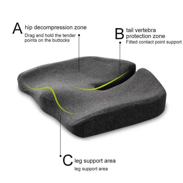 Almofada/decoração decorativa não deslizamento confortável almofada de almofada ergonômica almofada para o quadril e dor nas costas da cadeira de cadeira de memória cadeira de espuma almofada traseira