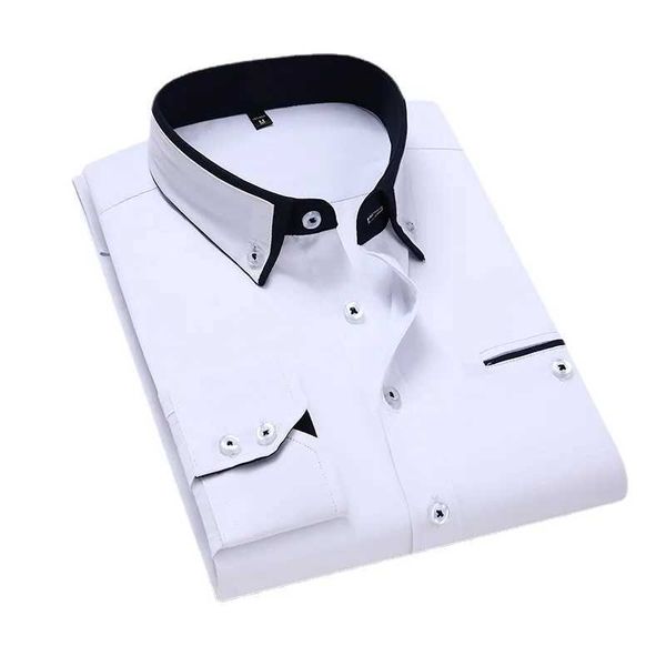 0QJ2 Camisas de vestido masculinas 13 cor 8xl homens britânicos masculinos primavera camisetas longas/ camisas casuais de negócios fit slim camisetas casuais camisetas casuais d240507