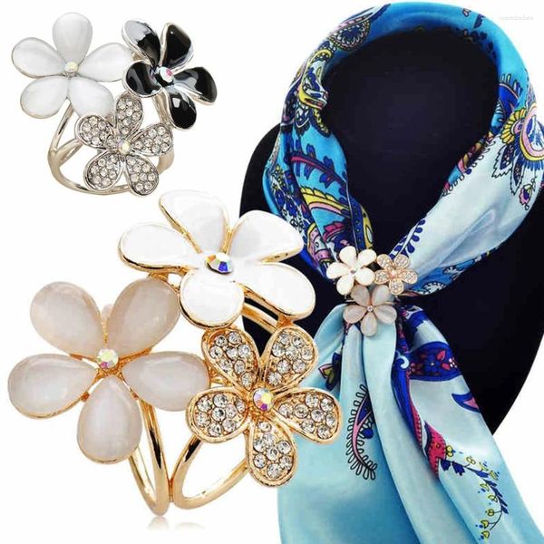 Broschen Bluelaner Magnetischer Schal Clip eleganter Kunstperlen Strass Ring Ring Seidenschnalle Mode Schmuck