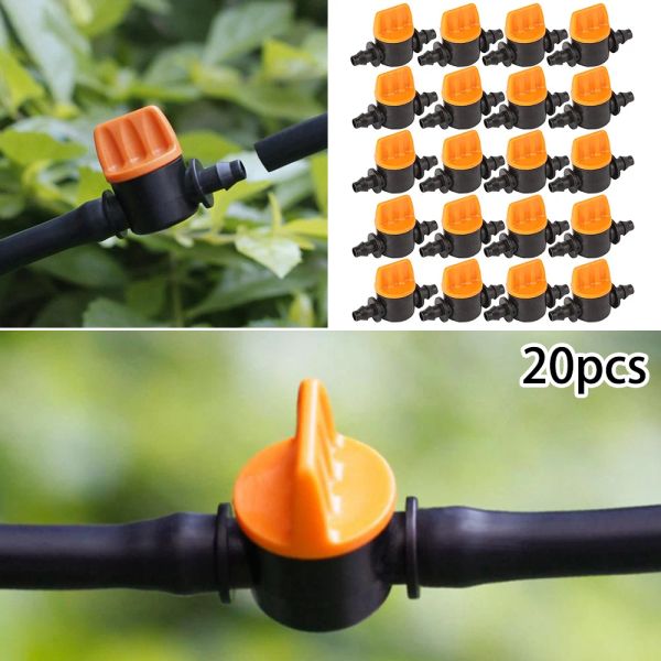 Decorações 20pcs mangueira mini válvula de válvula tênis de jardardeiro acessórios de irrigação de gotejamento conectores de tubo válvula de água para válvula de controle de fluxo de água de 4/7 mm