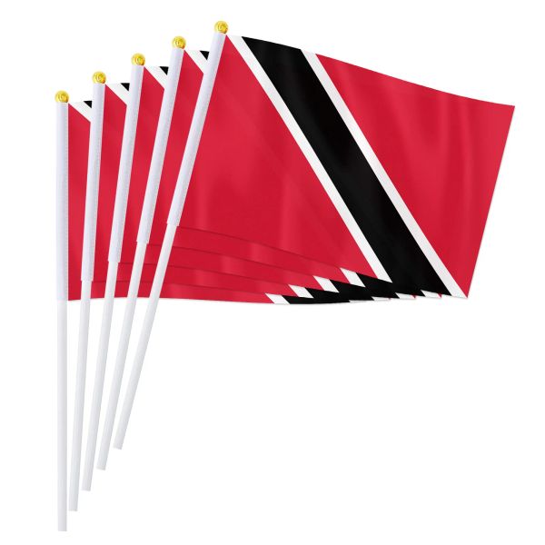 Accessori Pterosaur 14*21 cm Trinidad e Tobago Flag a mano, bandiera nazionale detenuta che agitava bandiera piccola bandiera mondiali decorazioni decorazioni 50/100pcs