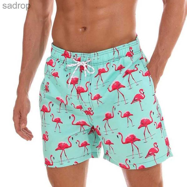 Artilha de banho masculina Flamingo Print Board Shorts mensais