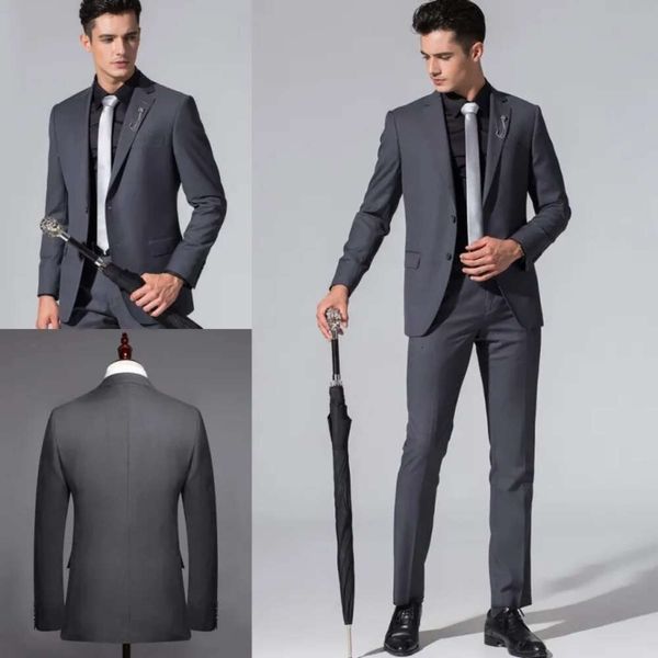Tuxedos de alta qualidade noivo Slim Men Suits Fit Fit Bridegroom Wear Melhor Mens de Mens para Casamentos (Jaqueta+Calça) S