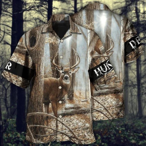 Herren lässige Hemden Bäume jagen vom Forest 3D-Druck T-Shirt lustige Männer Tee Sommer Frauen Repel Short-Ärmer Unisex Streetwear