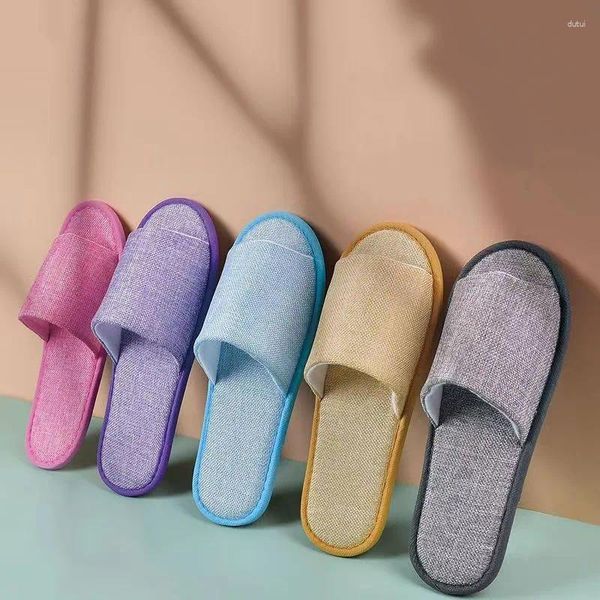 Pantofole 2024 Linen non slip Flip Flip Flip semplici Sandali piatti a colore solido El Scarpe per ospiti per donne per donne uomini