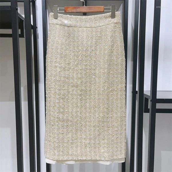 SKIRTS Coreia Mulheres Celebridades lanternas lã Slim Bag Hip versátil saia longa 2024 Spring Luxury Designer Brand Roupos