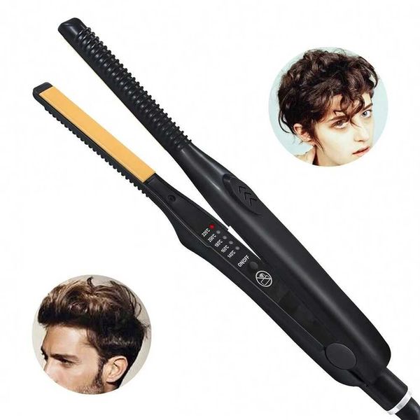 Керлинг Irons Mini Curler Pencil Flat Iron Chort Hair 2-в-1 Тонкие узкие доски выпрямитель Double Press Q240506