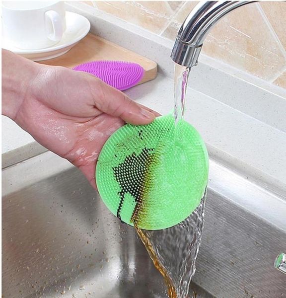 Escova de silicone redonda Antiscald anti -estick Óleo de cozinha de cozinha lavar escova de limpeza limpa Artefato de limpeza Rag VT19318976141