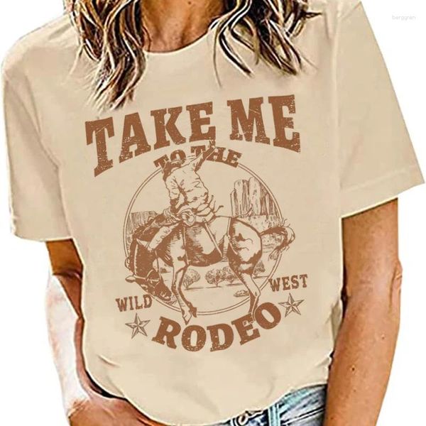 Frauen T-Shirts Cowboy Rodeo Grafik Tees Frauen Vintage Country Music T-Shirt Cowgirl süße lustige westliche T-Shirts Outfits Frauen Retro Shirt