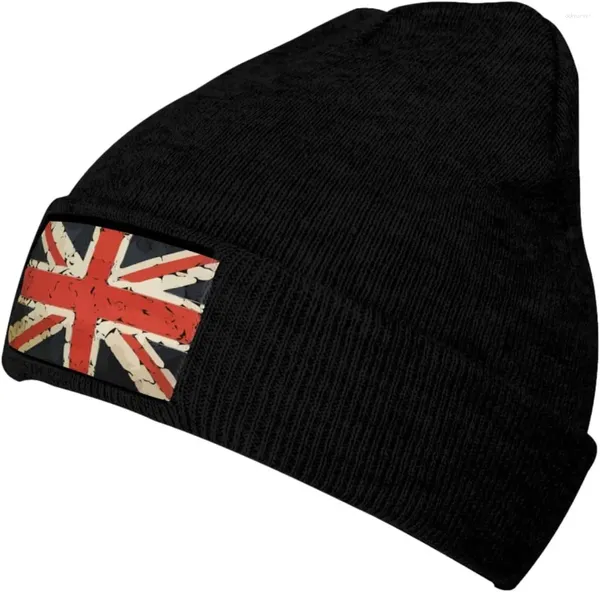 Beretler Union Jack İngiliz bayrak Beanie Hat Kadınlar Erkekler Kış Keleşimli Örgü Kafatası Kapı Sıcak Kayak Şapkaları