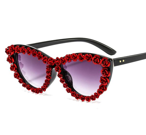 Солнцезащитные очки Baroake Rose Rose Flower Women Cat Eye Sunglass Big Rame Eglasses Современные пляжные очки9213743