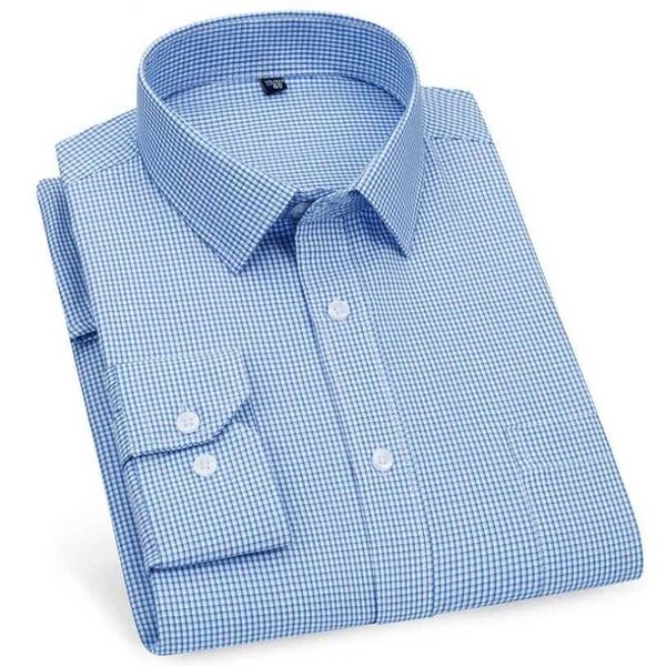 Мужские платья рубашки Лучшее качество Мужские деловые повседневные длинные санки рубашки классическая клетчатая полоса