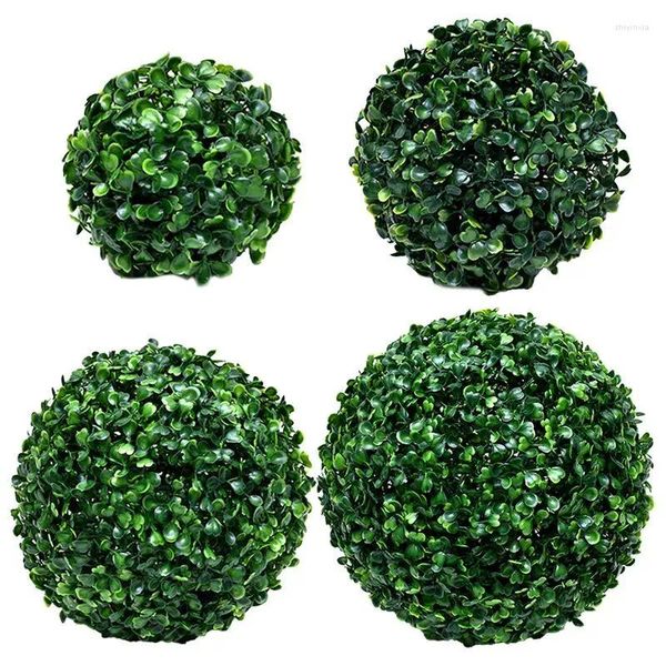 Dekorative Blumen Topiary Ball Künstliche Pflanze Gras ohne Bewässerung Kunstboxholz Grün Runde Kugeln Dekoration