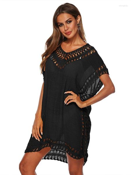 Peachtan Black Cover Up per il costume da bagno Donne scozzese bassa scollatura bassa costume da bagno vintage donna sexy beachwear casual casual