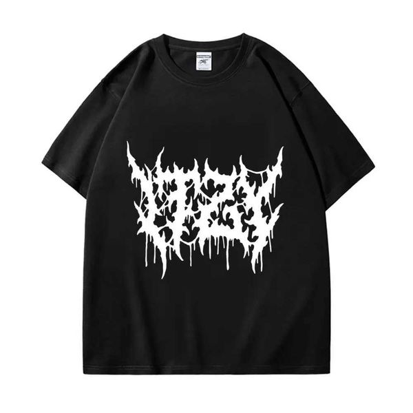 Мужские футболки Itzy Heavy Metal Text Graphic T Рубашки Мужские женские модные хип-хоп винтажная футболка летние 100%хлопок негабаритные футболки Strtwear T240506