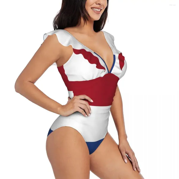 Costumi da bagno femminile arruffato da bagno monopezzo donna bandiera olandese sexy allaccia su un costume da bagno da bagno monokini