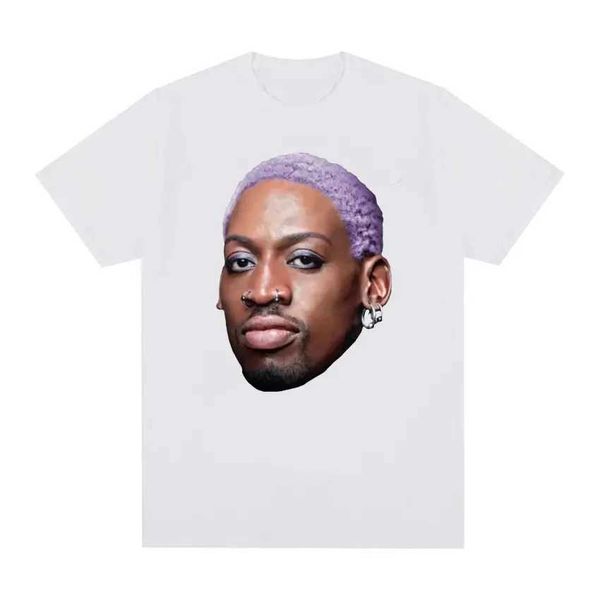 Herren-T-Shirts Basketball Dennis Rodman Purple Haare extravagant 90er Vintage Design T-Shirt Männer Damen lässig 100% Baumwolle Kurzes Slve T-Shirts T240506